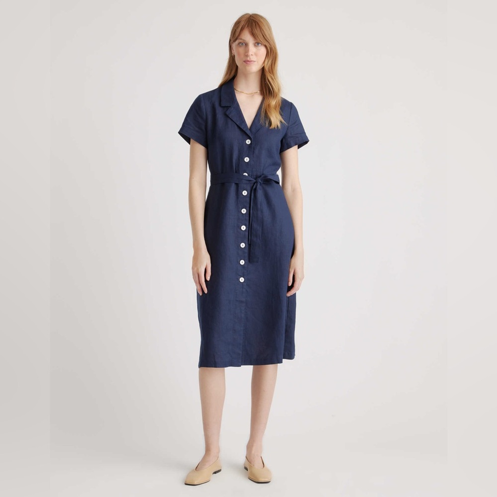 Quince 100% European Linen Button Front Dress XL